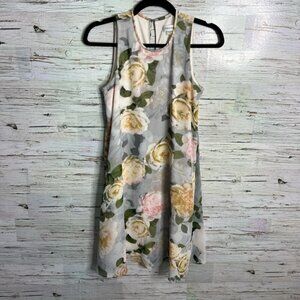 Calvin Klein floral swing midi dress gray pink size 4